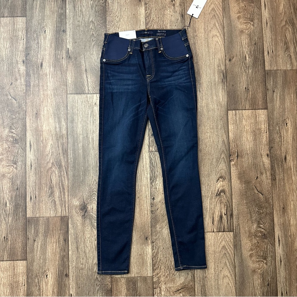 7 For All Mankind ankle maternity Super Skinny Elastic Waist Inserts Blue jeans